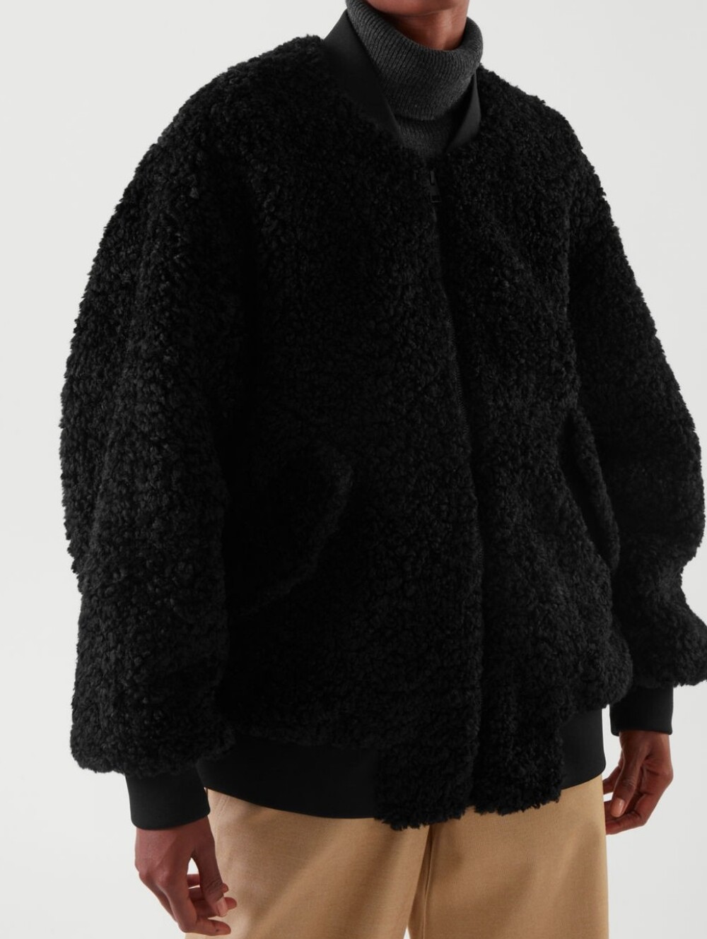 COS Oversized Teddy Bomber Jacket Faux Shearling Size XL
